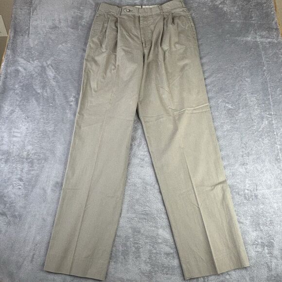 Corbin Pants Mens 32x34 Tan Pleated Straight Leg Slash Pocket‎ Career Business - Picture 1 of 12